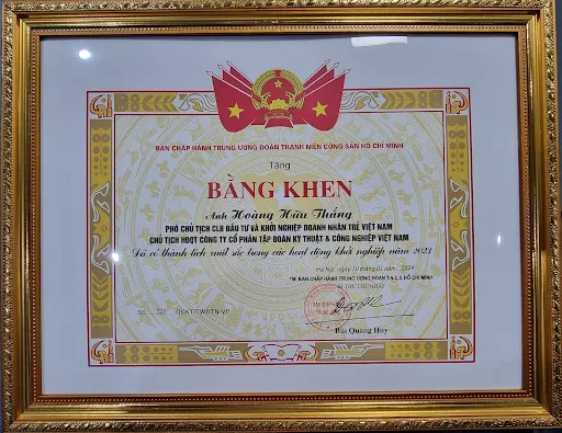 Bằng khen Hoàng Hữu Thắng